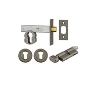 Euro Mortice Deadbolt Kit 70mm Backset w Round Euro Escutcheon Key/Thumb, Graphite PVD