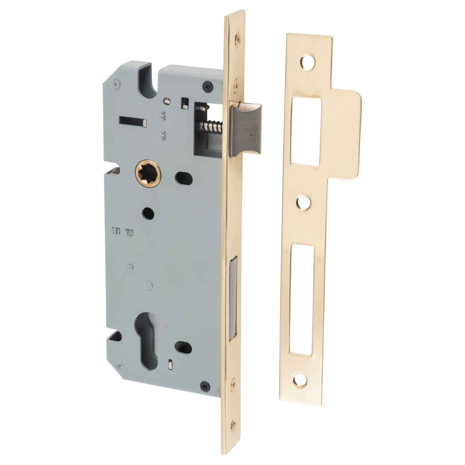 85mm Euro Lock (45mm Backset), Polished Brass