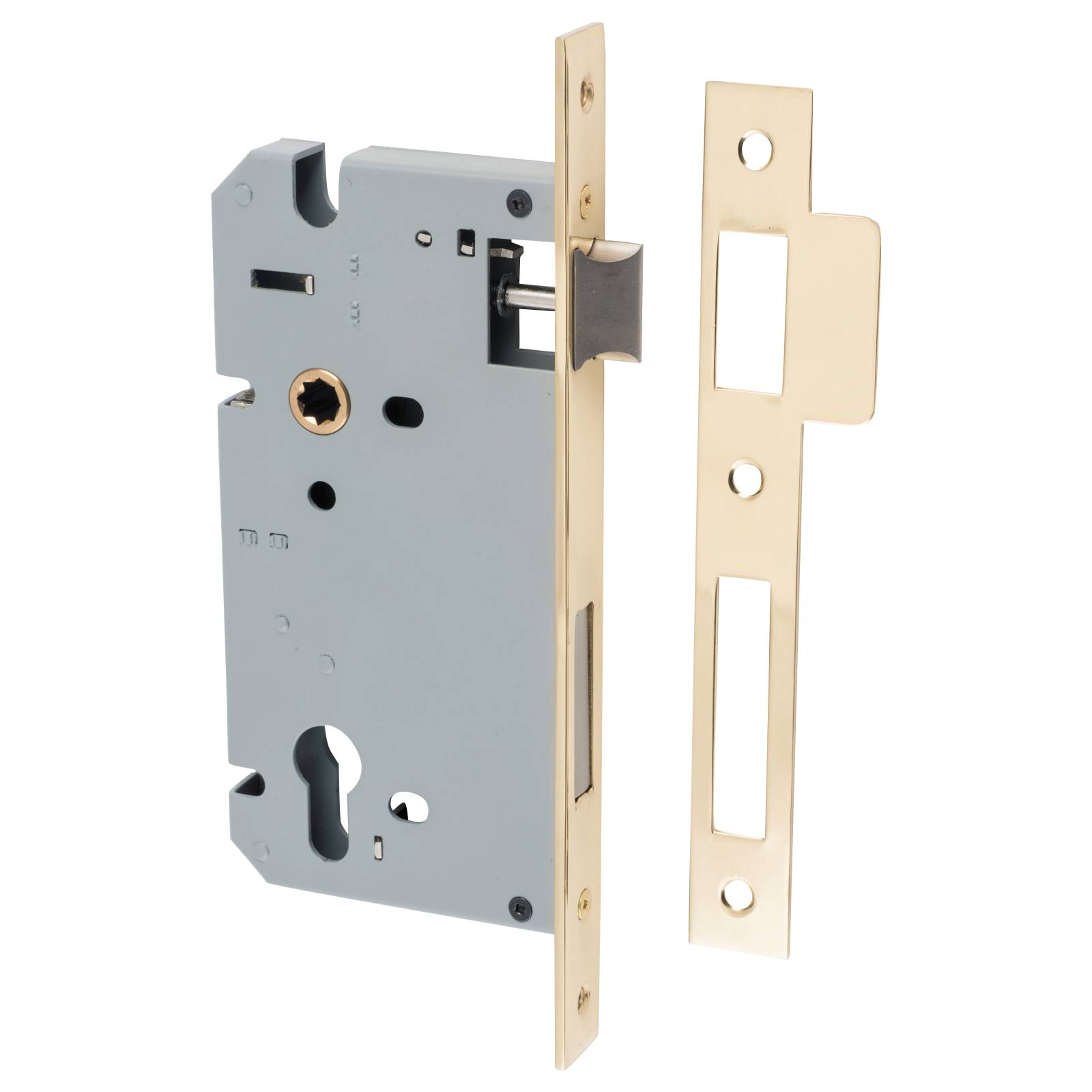 85mm Euro Lock (60mm Backset), Polished Brass