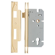 Mortice Lock Euro Rebated PB CTC85mm BS 60mm, Polished Brass