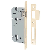 85mm Euro Roller Lock (45mm Backset), Polish Brass