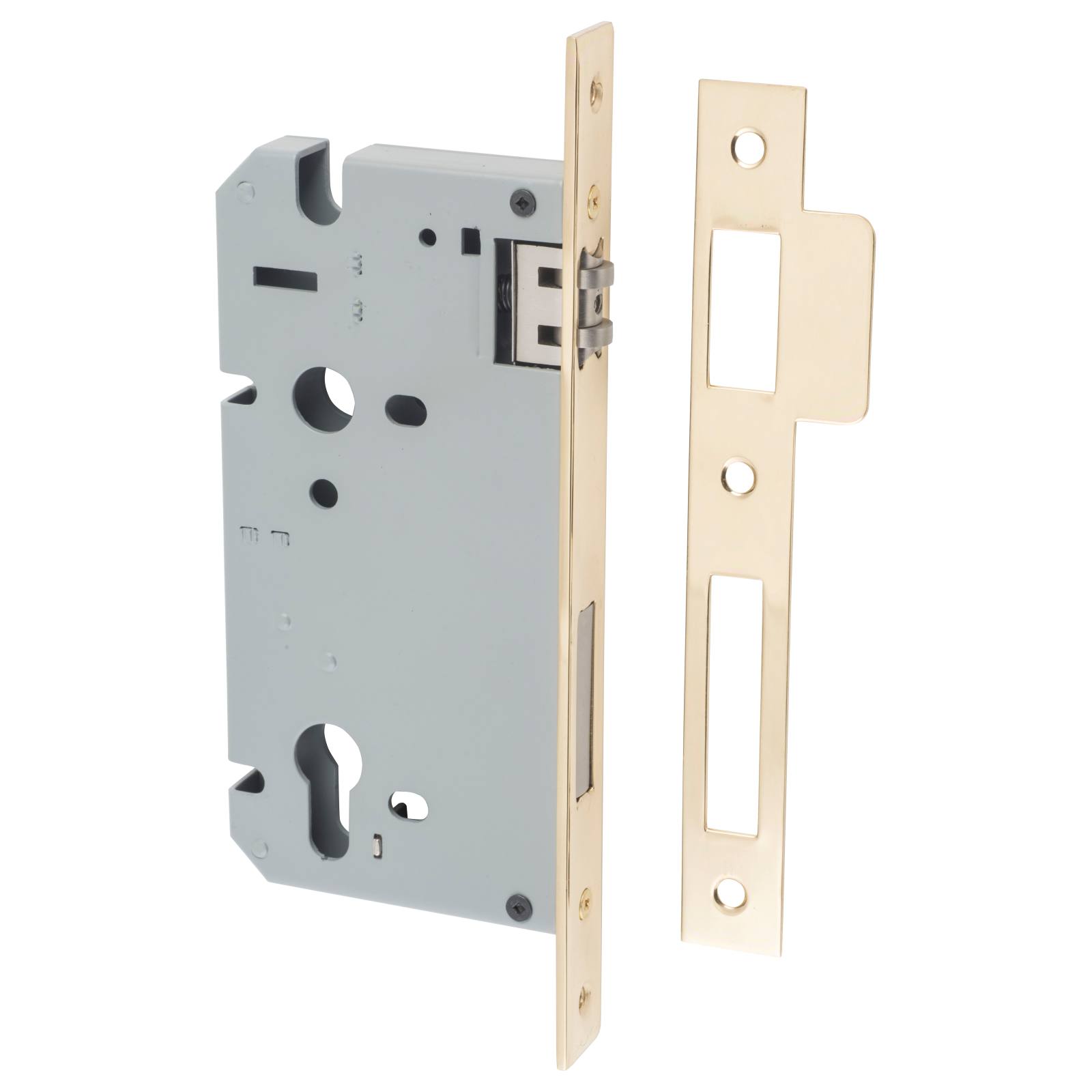 85mm Euro Roller Lock (60mm Backset), Polish Brass