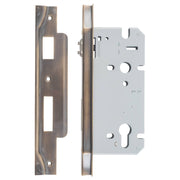 Rebated 85mm Roller Euro Mortice Locks 60mm Backset, Antique Brass