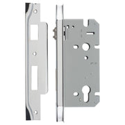 Rebated 85mm Roller Euro Mortice Locks 60mm Backset, Chrome