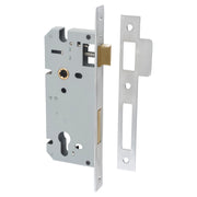 Mortice Lock Euro CTC85mm Backset 45mm Brushed Chrome, Satin Chrome