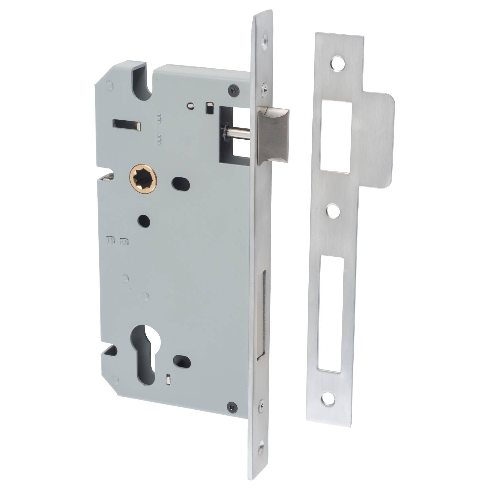 85mm Euro Lock (60mm Backset), Brushed Chrome