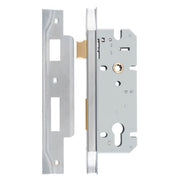 Mortice Lock Euro Rebated CTC85mm Backset 45mm Brushed Chrome, Satin Chrome