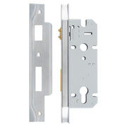 Mortice Lock Roller Euro Rebated CTC85mm BS45mm Brushed Chrome, Satin Chrome