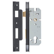 Mortice Lock Euro Rebated MB CTC85mm Backset 45mm, Matte Black