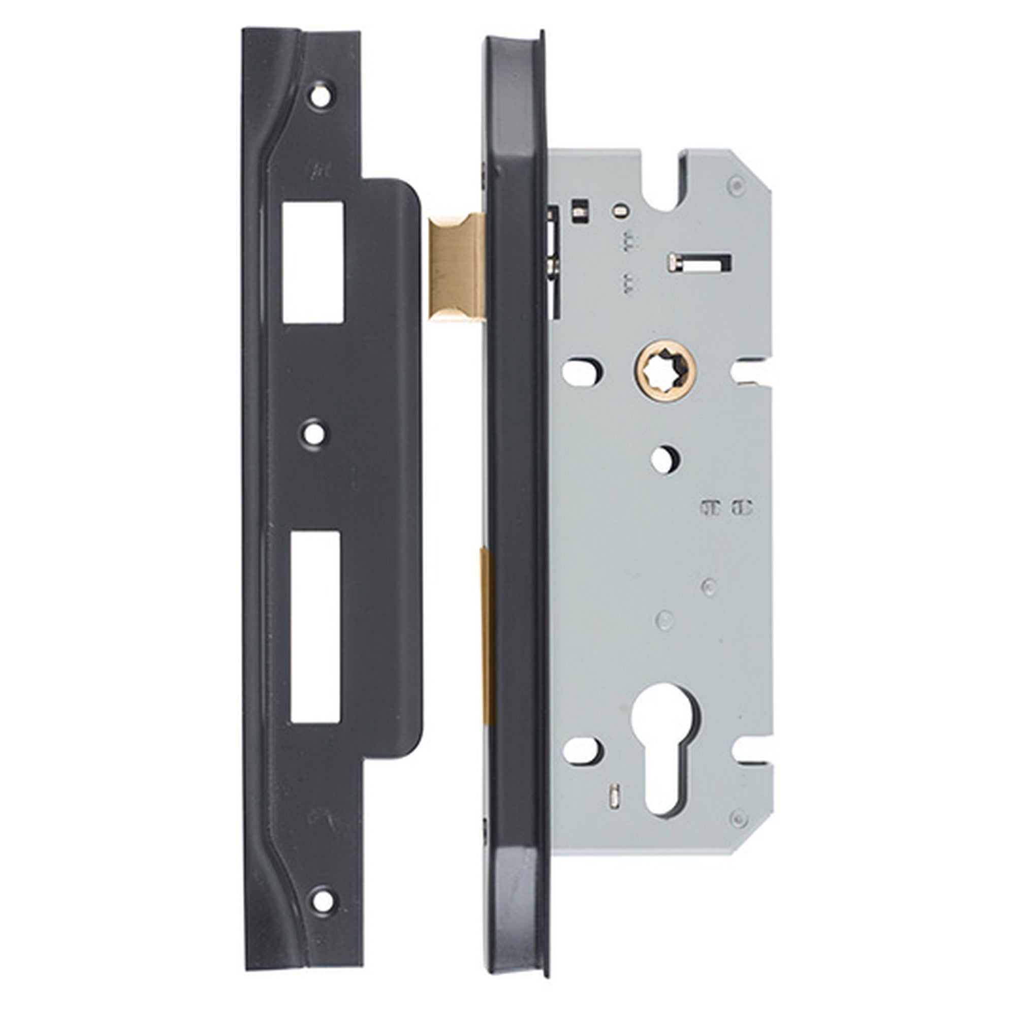 Mortice Lock Euro Rebated MB CTC85mm Backset 45mm, Matte Black