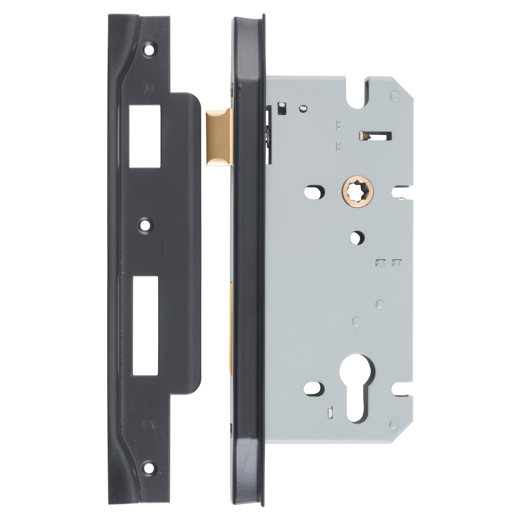 Mortice Lock Euro Rebated MB CTC85mm Backset 60mm, Matte Black