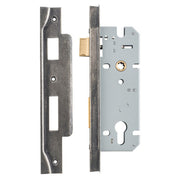 Mortice Lock Euro Rebated CTC85mm Backset 45mm Distressed Nickel, Rumbled Nickel