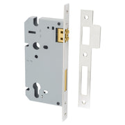 Mortice Lock Roller Euro CTC85mm Backset 60mm, Polished Nickel