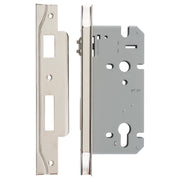 Rebated 85mm Roller Euro Mortice Locks 60mm Backset, Polished Nickel