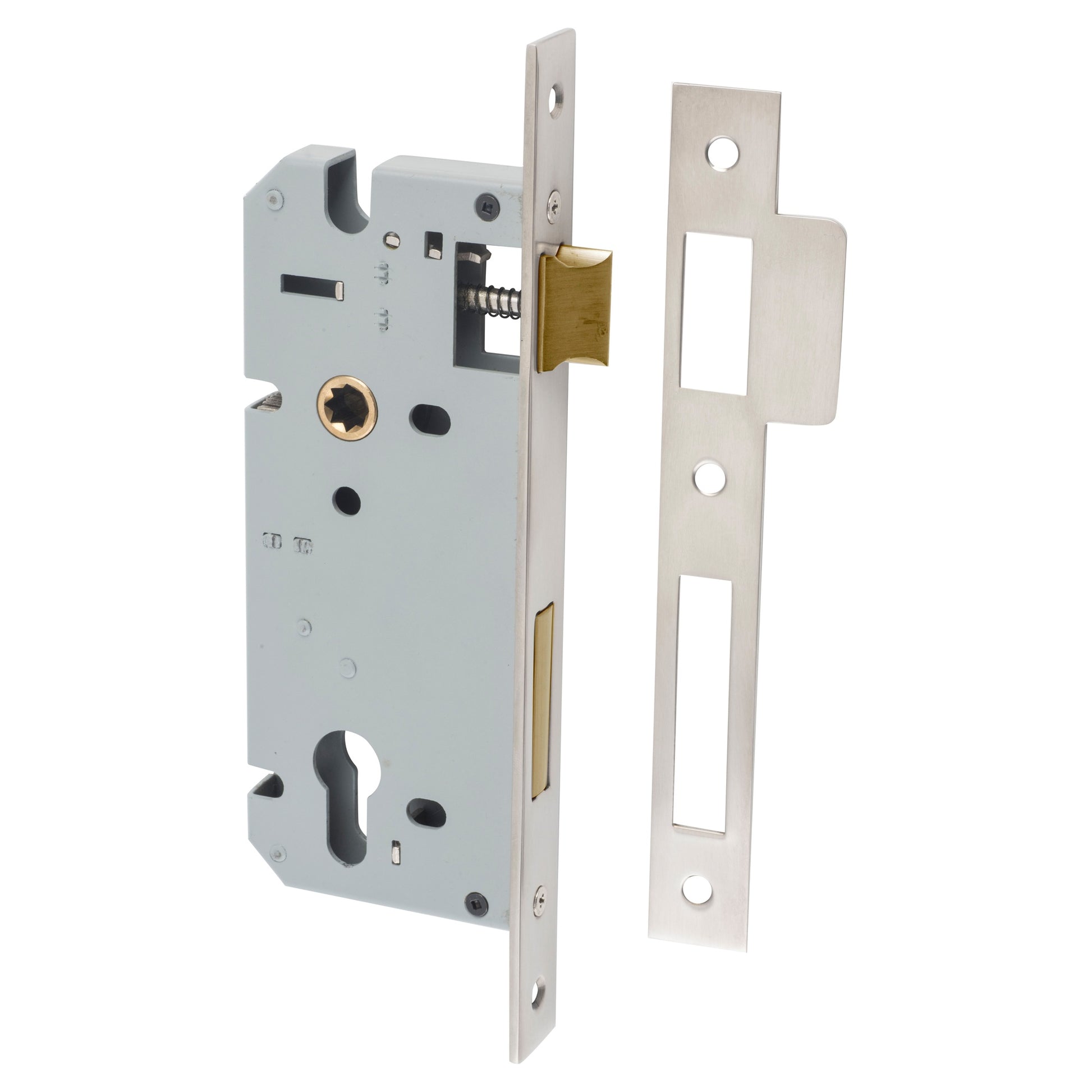 Mortice Lock Euro CTC85mm Backset 45mm, Satin Nickel