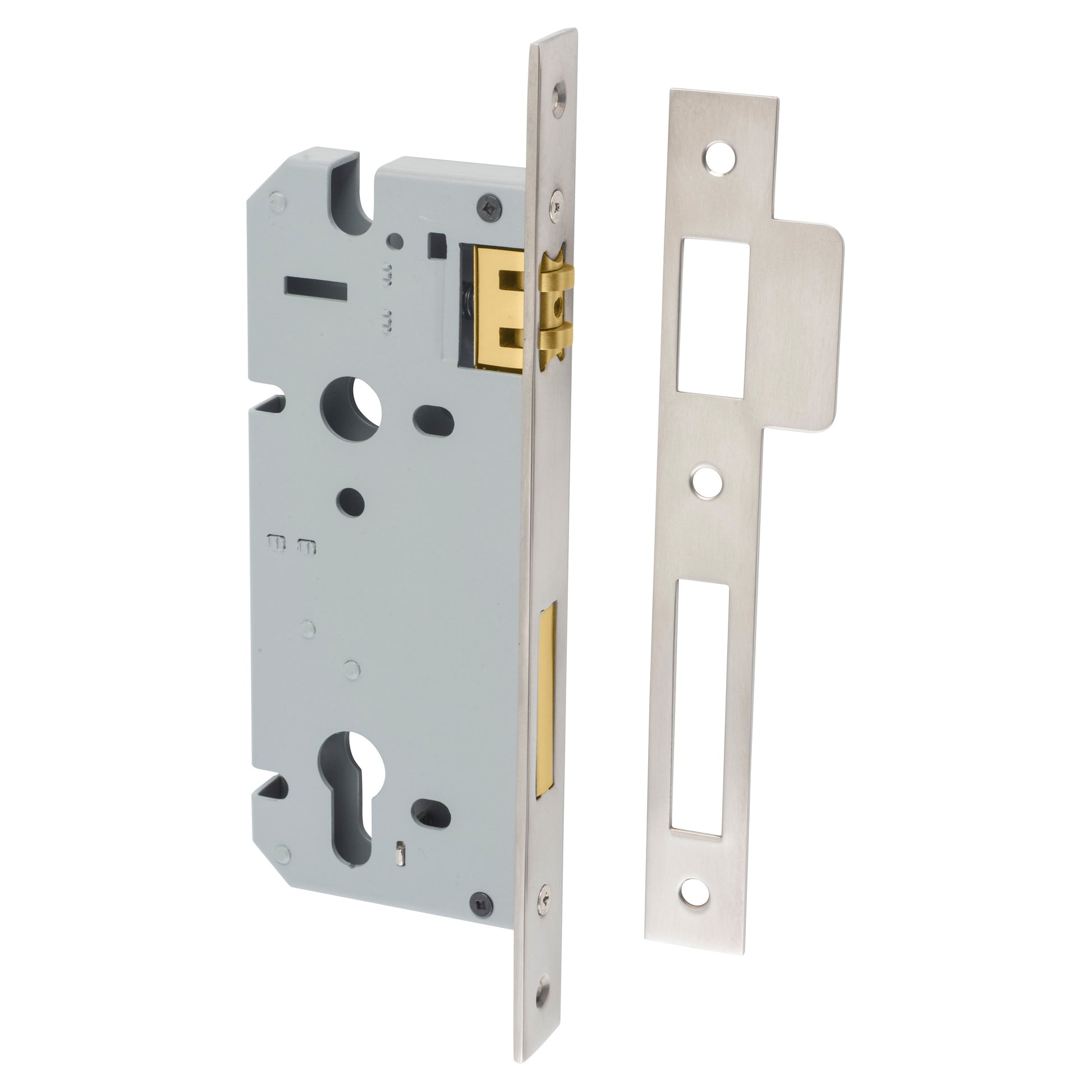 Mortice Lock Roller Euro SN CTC85mm Backset 45mm, Satin Nickel