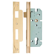 Mortice Lock Euro Rebated CTC85mm Backset 45mm Brushed Brass, Satin Brass