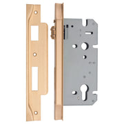 Rebated 85mm Roller Euro Mortice Locks 60mm Backset, Satin Brass