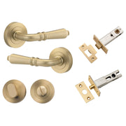 Sarlat Lever Round Rose Privacy Kit w Separate Privacy Turn Brushed Brass
