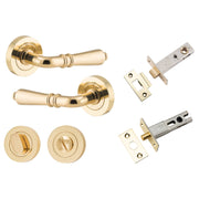 Sarlat Lever Round Rose Privacy Kit w Separate Privacy Turn Polished Brass