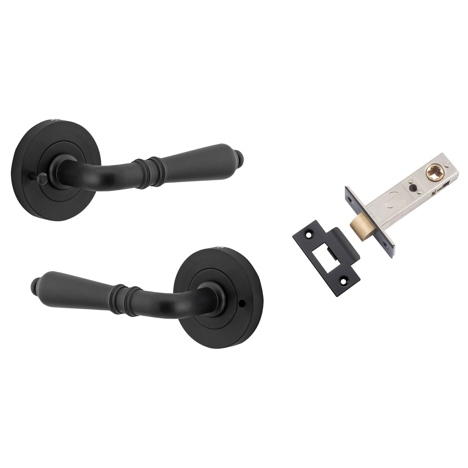 Sarlat Lever Round Rose (Inbuilt Privacy) Matt Black