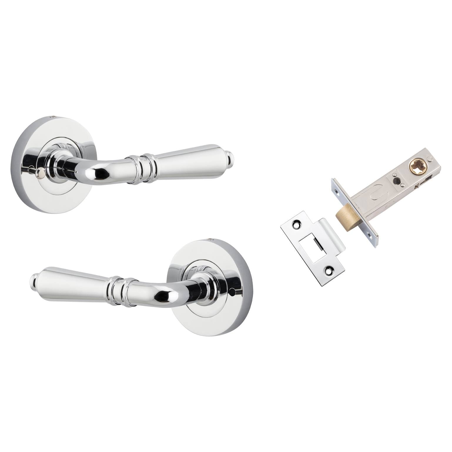 Sarlat Lever Round Rose (Inbuilt Privacy) Polished Chrome