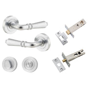 Sarlat Lever Round Rose Privacy Kit w Separate Privacy Turn Brushed Chrome