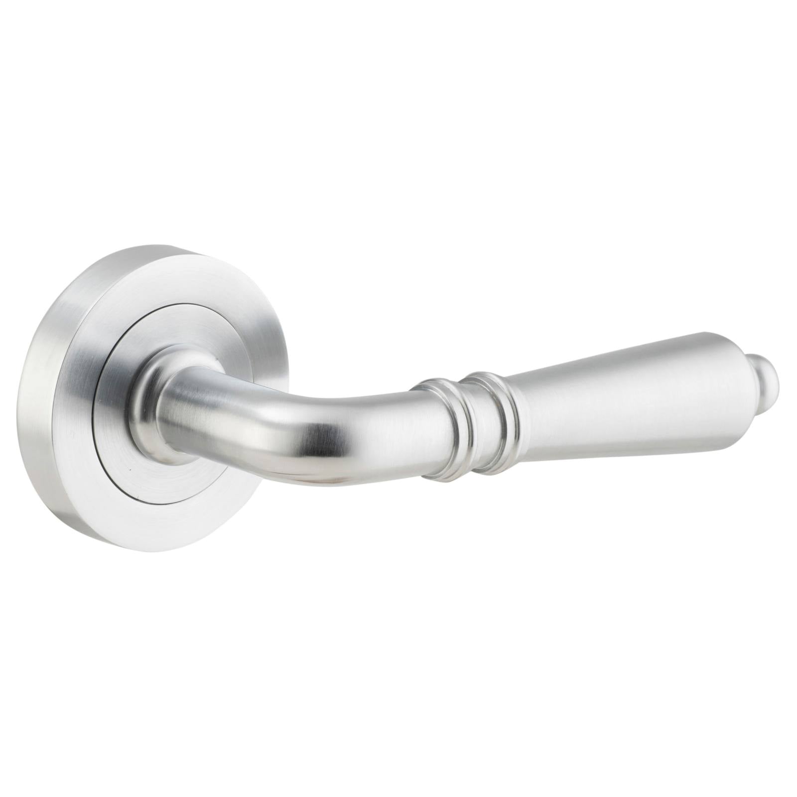 Sarlat Lever on Rose Set, Brushed Chrome