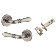 Sarlat Lever Round Rose Passage Kit Distressed Nickel