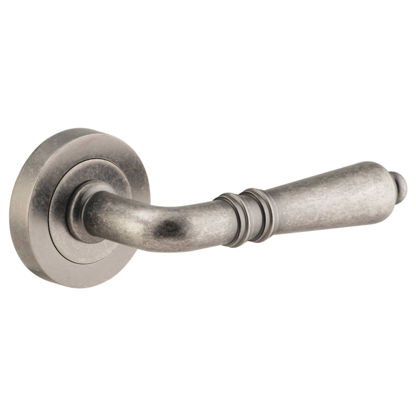 Sarlat Lever on Rose Set, Distressed Nickel
