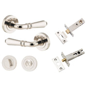 Sarlat Lever Round Rose Privacy Kit w Separate Privacy Turn Polished Nickel