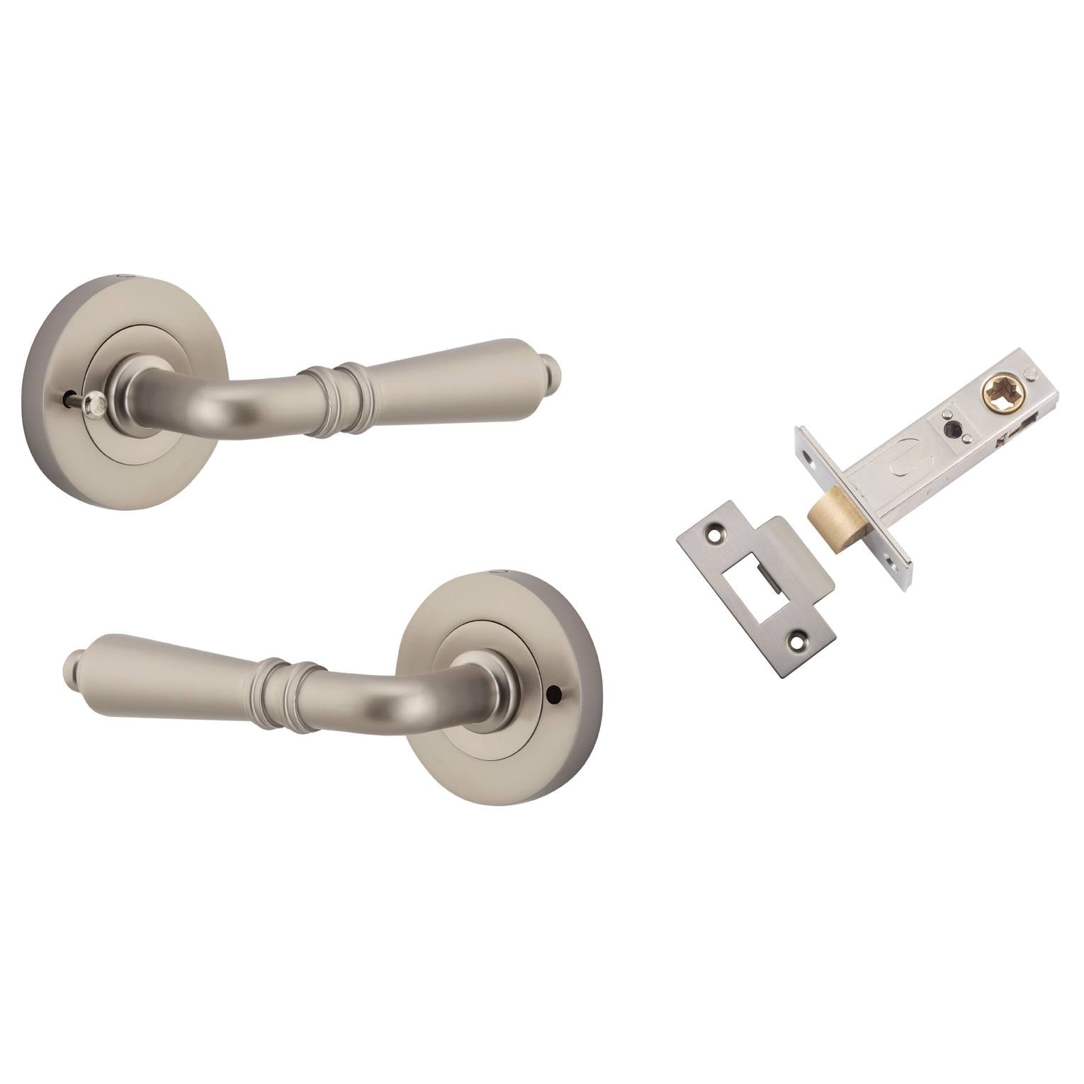 Sarlat Lever Round Rose (Inbuilt Privacy) Satin Nickel