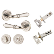 Sarlat Lever Round Rose Privacy Kit w Separate Privacy Turn Satin Nickel