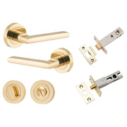 Baltimore Lever Round Rose Privacy Kit w Separate Privacy Turn Polished Brass