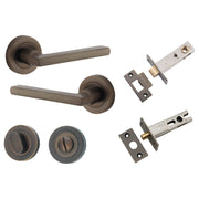 Baltimore Lever Round Rose Privacy Kit w Separate Privacy Turn Signature Brass