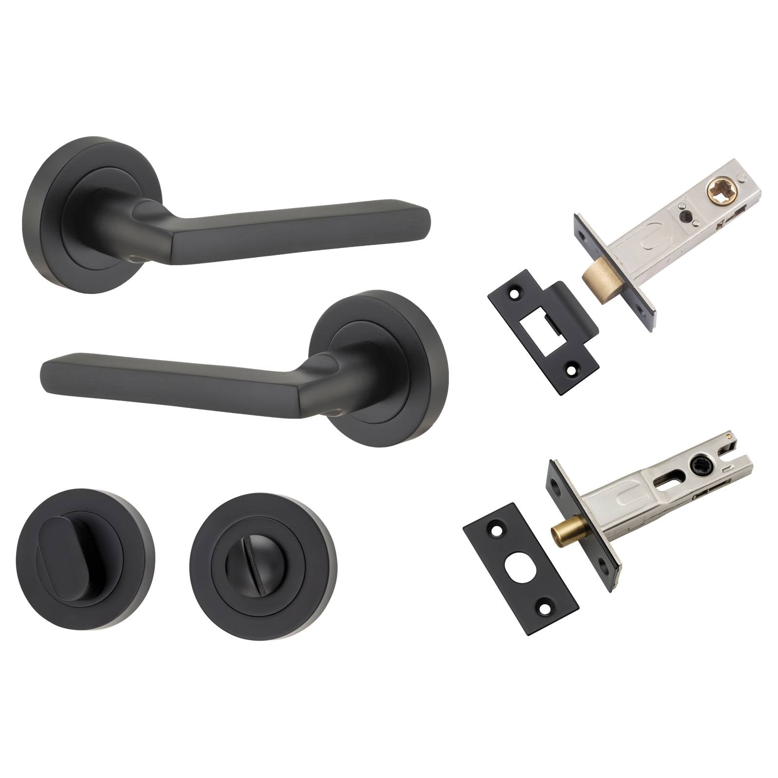 Baltimore Lever Round Rose Privacy Kit w Separate Privacy Turn Matt Black