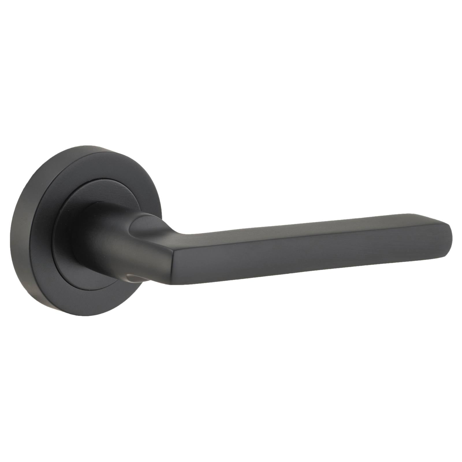 Baltimore Lever on Round Rose, Matte Black