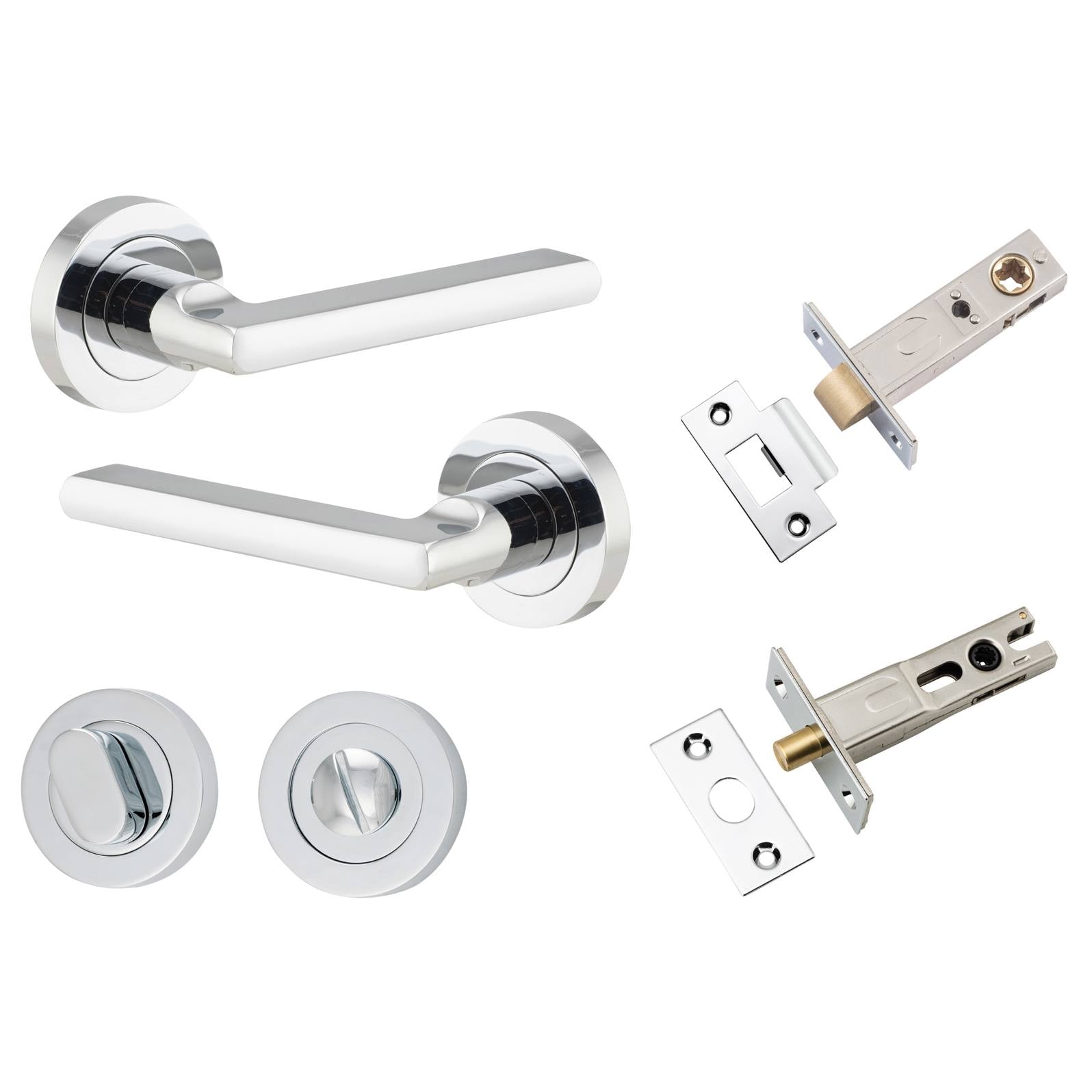 Baltimore Lever Round Rose Privacy Kit w Separate Privacy Turn Polished Chrome