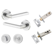 Baltimore Lever Round Rose Privacy Kit w Separate Privacy Turn Brushed Chrome