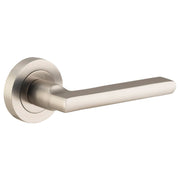 Baltimore Lever on Round Rose, Satin Nickel