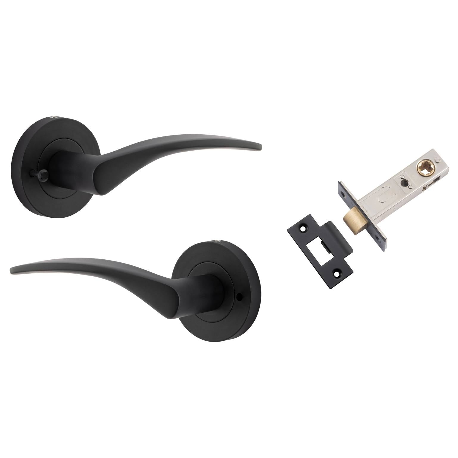 Oxford Lever Round Rose (Inbuilt Privacy) Matt Black