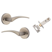 Oxford Lever Round Rose (Inbuilt Privacy) Satin Nickel