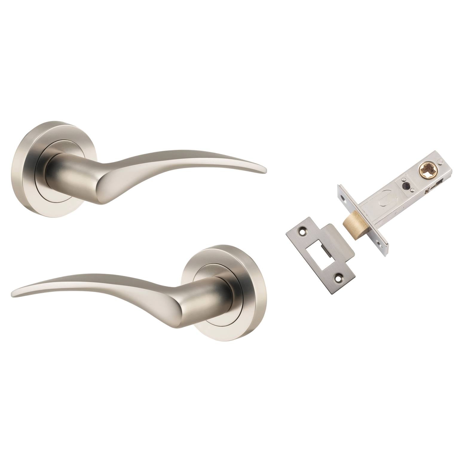 Oxford Lever Round Rose Passage Kit Satin Nickel