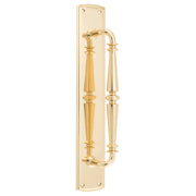Sarlat Door Pull Handle on Backplate, Polish Brass