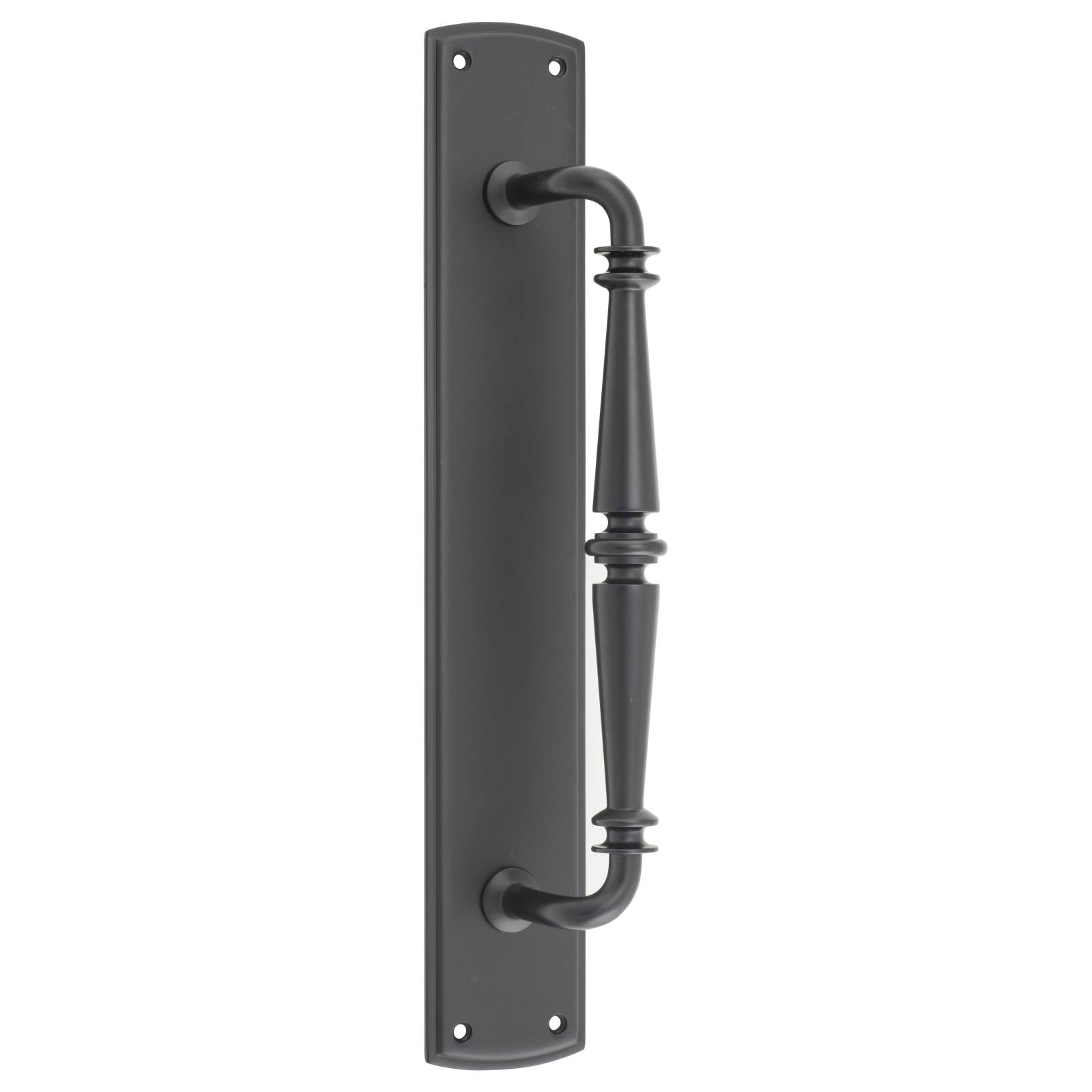 Sarlat Door Pull Handle on Backplate, Matte Black