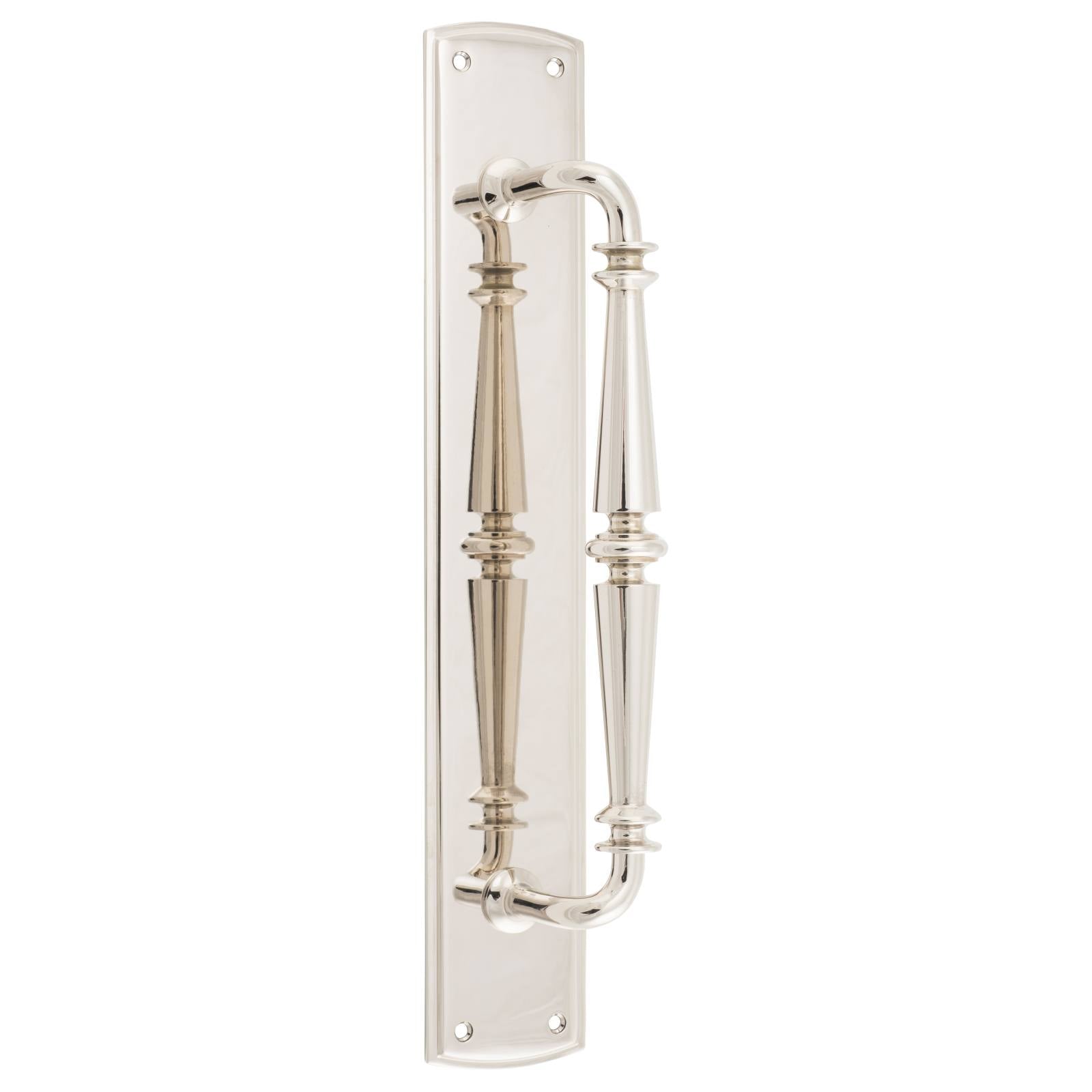 Sarlat Door Pull Handle on Backplate, Pol Nickel