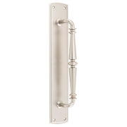 Sarlat Door Pull Handle on Backplate, Satin Nickel