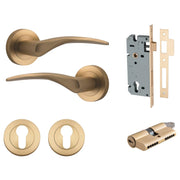 Oxford Lever Round Rose Entrance Kit with Separate High Security Lock Brushed Brass