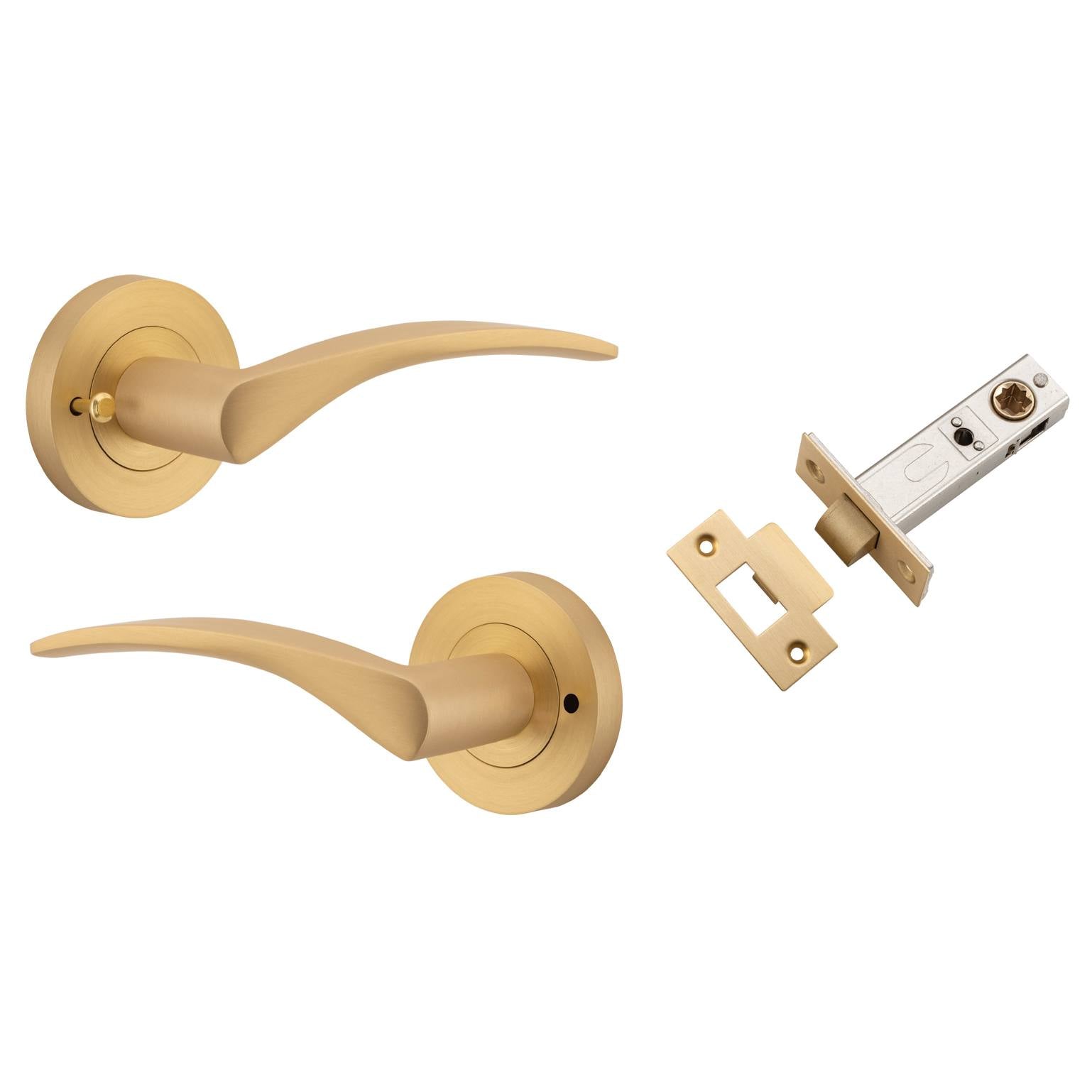 Oxford Lever Round Rose (Inbuilt Privacy) Brushed Brass