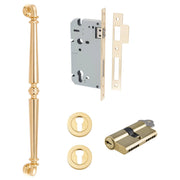 Sarlat Pull Handle 450mm Entrance Kit w Separate High Security Lock Polished Brass